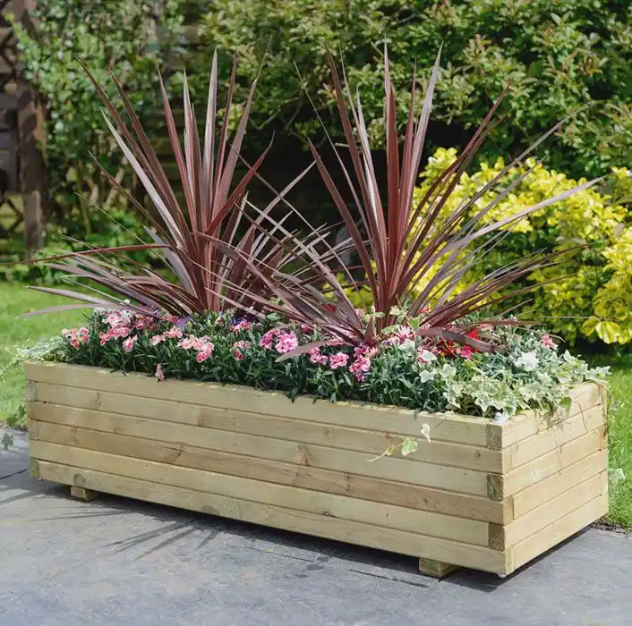 Houten bloembakken plantenbak rechthoek 120x40x35cm - Makkelijk bestellen