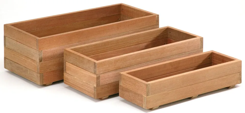 Hoog gewaardeerd | Bloembak plantenbak bangkirai rechthoek set
