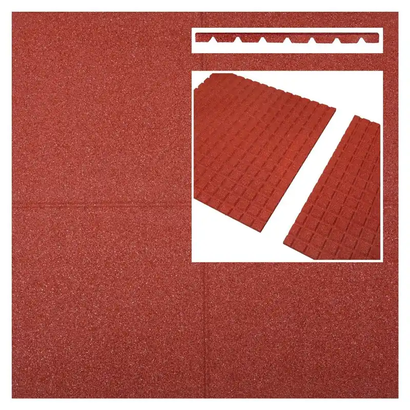 Professionele kwaliteit - Rubberen tegels rood 1000x1000x25mm prijs per m2