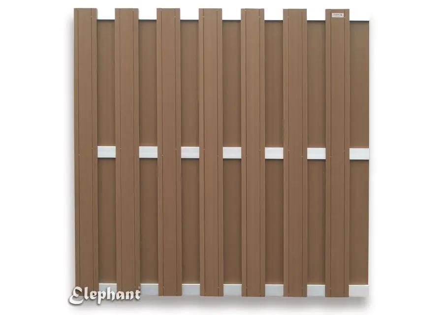 Shop nu | Tuinscherm composiet schutting wpc bruin alu 180x180cm