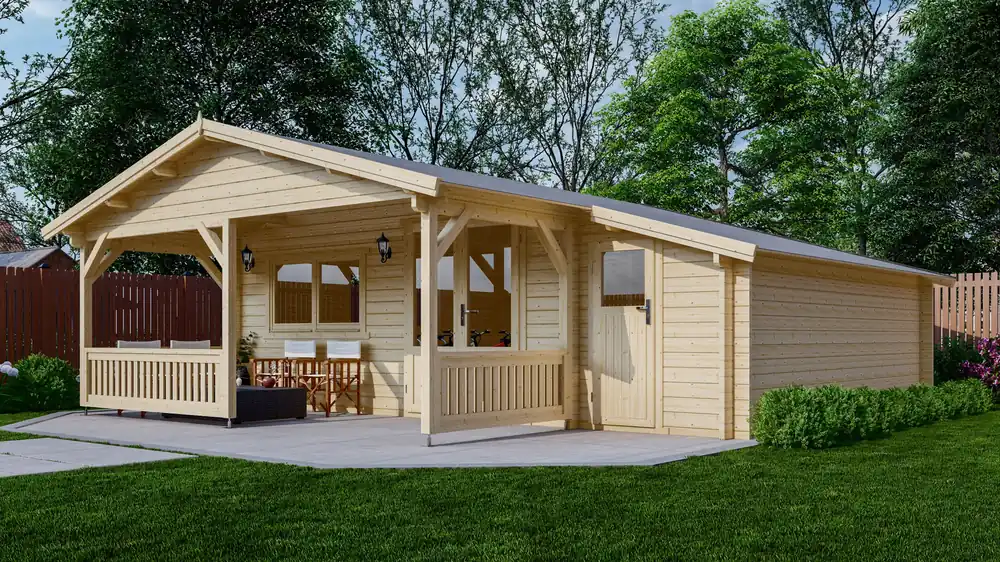 Aanbieding - Houten huis blokhut lodge Oxford 6.65x7.15m