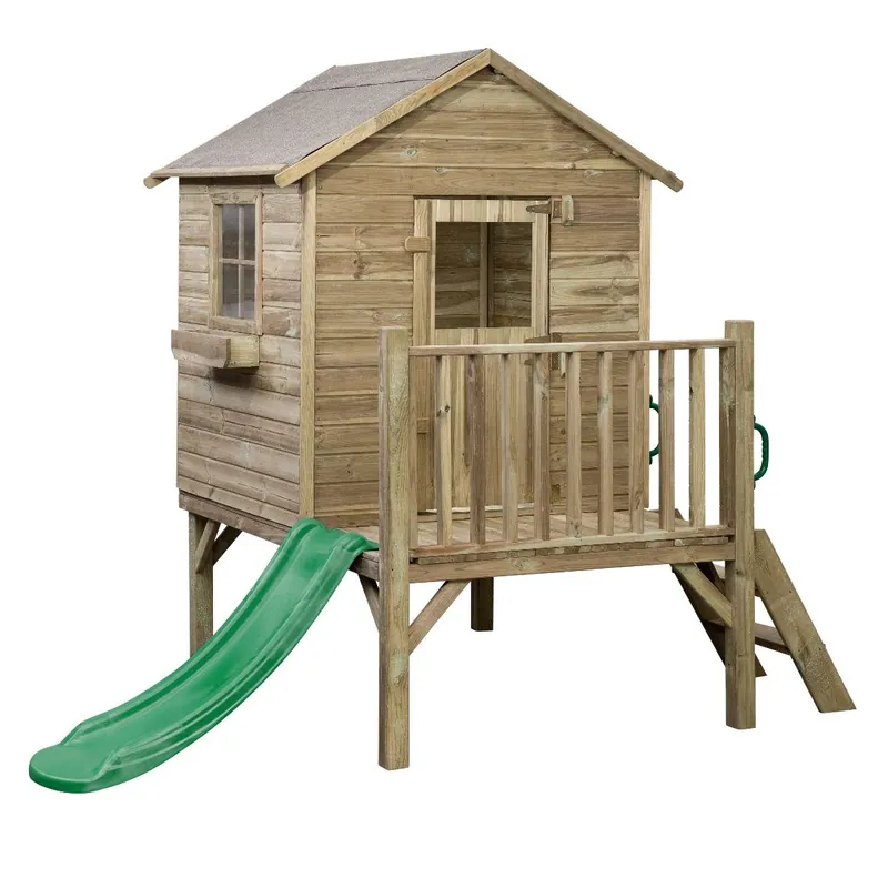 Topproduct - Houten speelhuisje Guillem met glijbaan 177x184x210cm