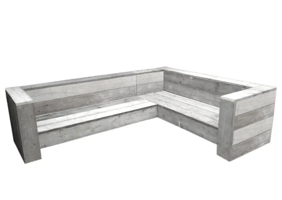 Topproduct - Steigerhouten hoekbank tuinmeubelen lounge vintage 300/250x83x83cm
