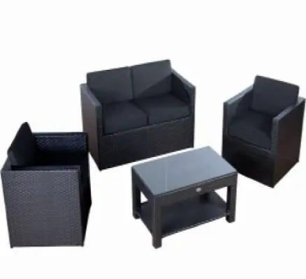 Loungeset tuinset wickerset Ambiente zwart | Nieuwe release