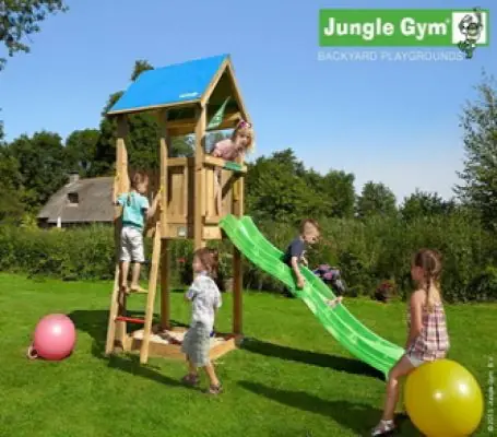 Korting | Houten speeltoestellen Jungle Castle met glijbaan