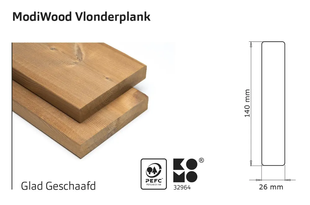 Bestel nu - Vlonderplanken thermisch gemodificeerd, glad geschaafd 420cm