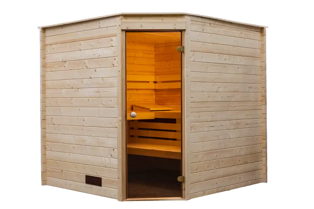 Sauna binnensauna hoekmodel 205x205cm / 40mm | Gratis retourneren