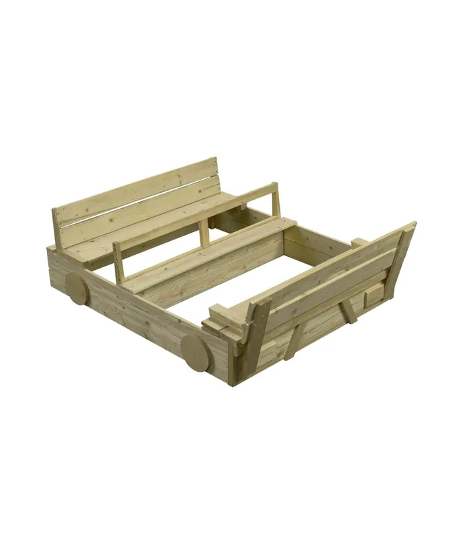 Scherp geprijsd - Houten zandbak met deksel 120x100cm, model auto