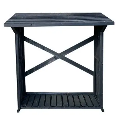 Houtberging haardhoutberging houtopslag robuust met vloer 180x180x70cm (zwart) - Topkwaliteit