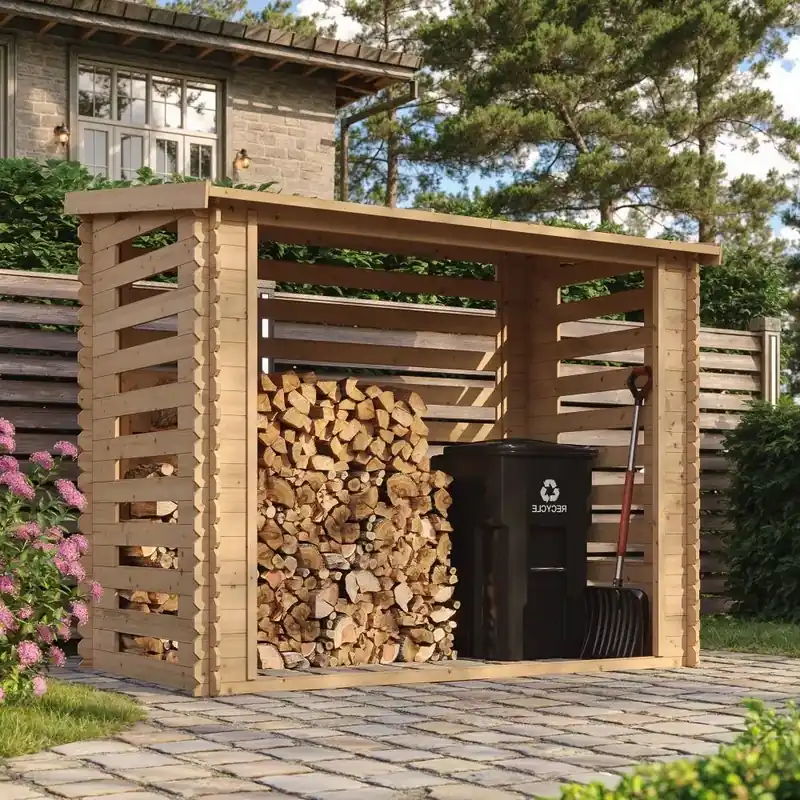 Slechts tijdelijk | Houtberging Grenen 130x228x199cm – 4,3m³ FSC Haardhoutopslag