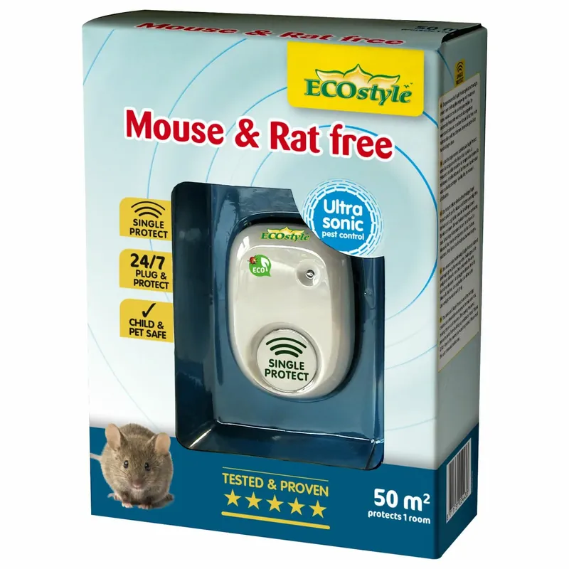 Tijdelijke actie - ECOstyle Mouse & Rat free - Ultrasone Ongedierteverjager - 50m2