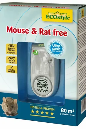 Beperkte voorraad - ECOstyle Mouse & Rat free - Ultrasone Ongedierteverjager - 80m2