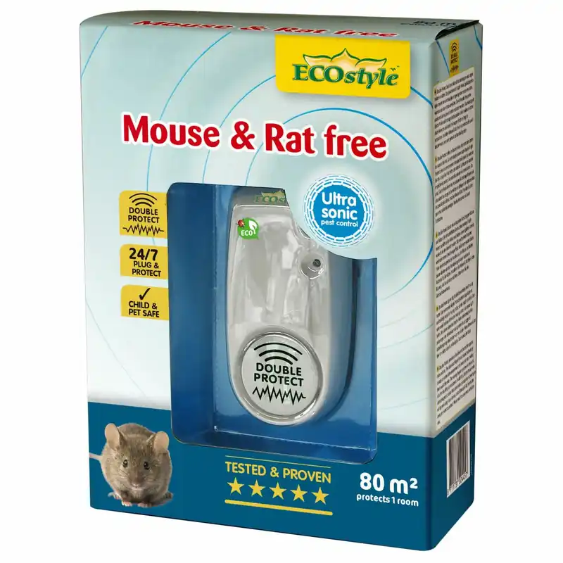 Beperkte voorraad - ECOstyle Mouse & Rat free - Ultrasone Ongedierteverjager - 80m2