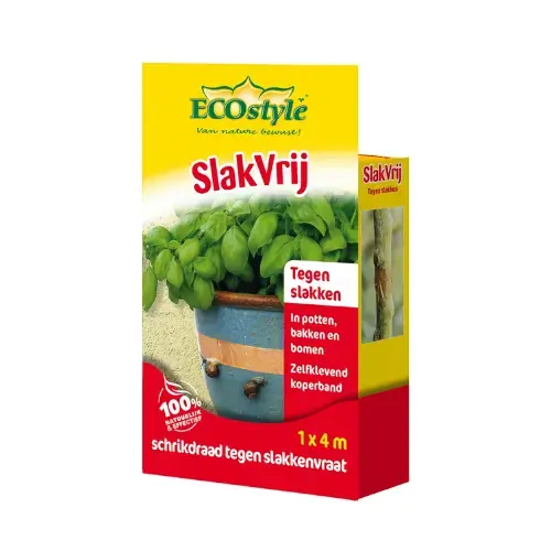 Beperkte voorraad - Ecostyle SlakVrij kopertape tegen slakken 1x4m