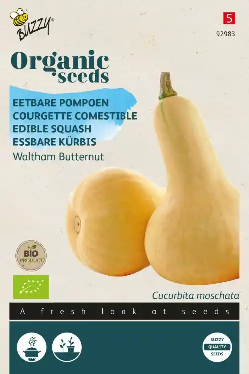 Buzzy® zaden - Organic Eetbare Pompoen Waltham Butternut (BIO) - Hoge kwaliteit