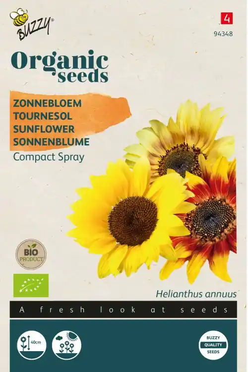 Buzzy® zaden - Organic Helianthus, Zonnebloem Compact Spray (BIO) - Alleen deze week