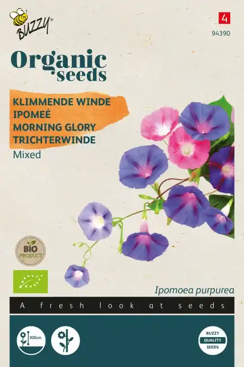 Bestelbaar - Buzzy® zaden - Organic Ipomoea, Klimmende Winde gemengd (BIO)