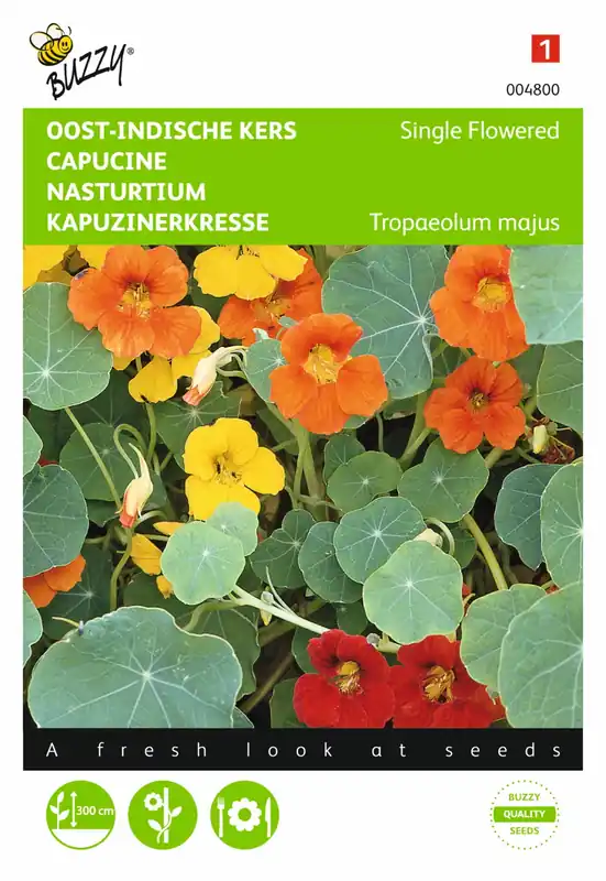Buzzy® zaden - Tropaeolum, Oost-Indische kers enkelbloemig gemengd - Uitverkoop