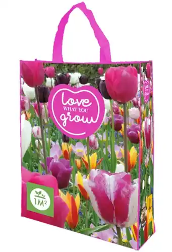 Shopping bag Tulpenbollen ‘Love what you grow!‘ - 30 stuks | Extra korting