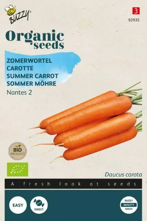 Buzzy® zaden - Organic Zomerwortelen Nantes 2 (BIO) - Wees er snel bij