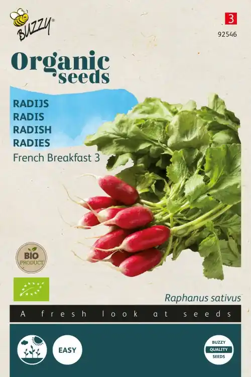 Prijsverlaging | Buzzy® zaden - Organic Radijs French Breakfast 3 (BIO)