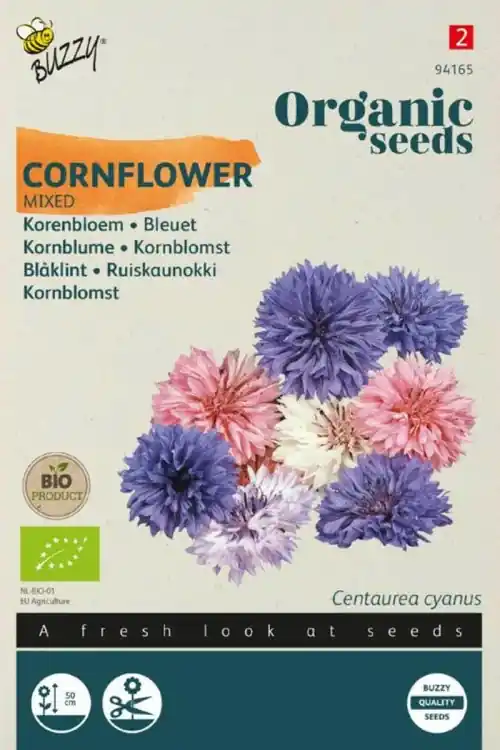 Professionele kwaliteit | Buzzy® zaden - Organic Centaurea, Korenbloem gemengd (BIO)