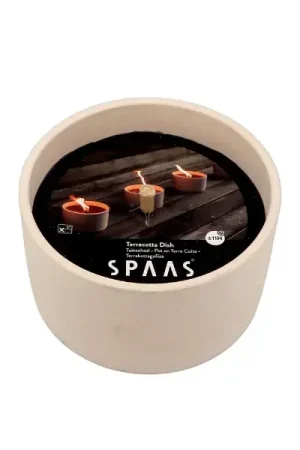 Actieprijs - Vlamschaal Terracotta Wit Zwart 14x8cm