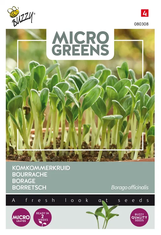 Buzzy® zaden - Microgreens, Borage (komkommerkruid) - Profiteer nu