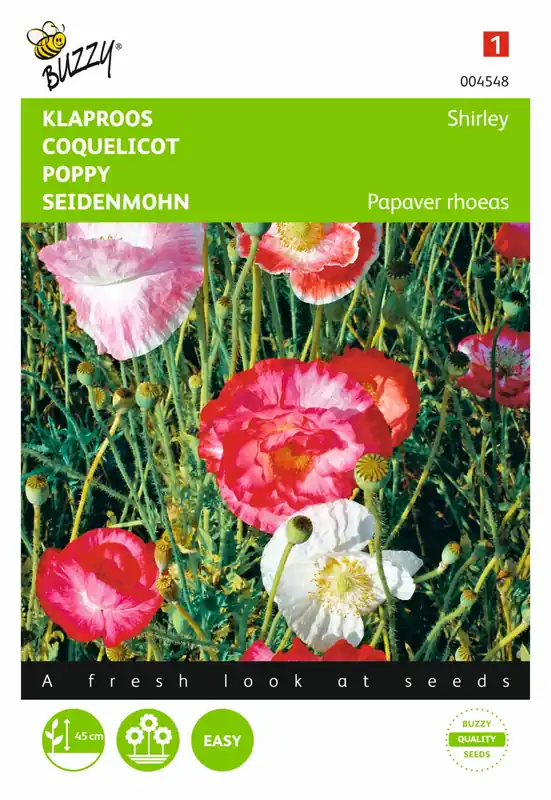 Professionele kwaliteit | Buzzy® zaden - Papaver, Klaproos Shirley dubbelbloemig gemengd