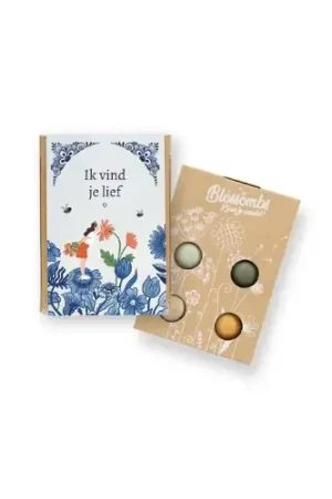 Zojuist toegevoegd | Blossombs Bloembommetjes - Giftbox 4 stuks - Delfts Blauw Kus