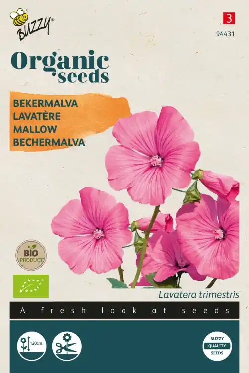Buzzy® zaden - Organic Lavatera, Bekermalva rose/rood (BIO) | Goed beoordeeld