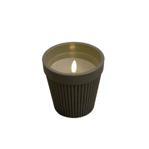 Bespaar meer - LED Buitenkaars in pot d11xh11cm - Olijfgroen