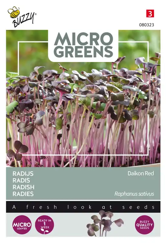 Uitverkoop - Buzzy® zaden - Microgreens, Radijs Rode Daikon