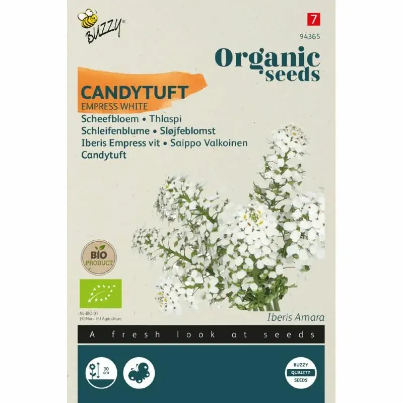 Nu beschikbaar | Buzzy® Organic Seeds - Scheefbloem Empress White (BIO)