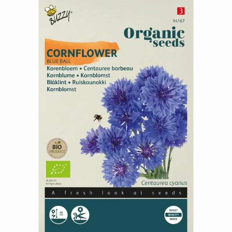 Extra korting - Buzzy® Organic Seeds - Korenbloem Blue Ball (BIO)