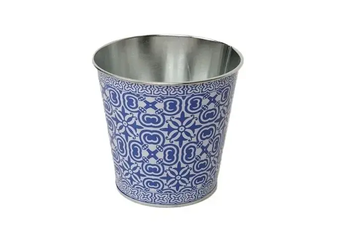 Zinken Pot Madeira Ø12,5 x H12 cm - Blauw Motief - Speciale aanbieding