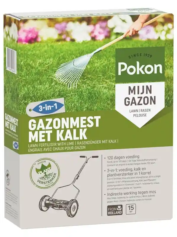 Prijs verlaagd - Pokon Gazonmest met Kalk 3-in-1 voor 15m2