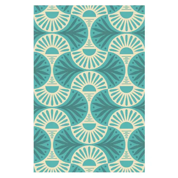 Rechtstreeks uit de fabriek | Buitenkleed 120x180cm Turqouise/creme - Blommie‘s Lifestyle