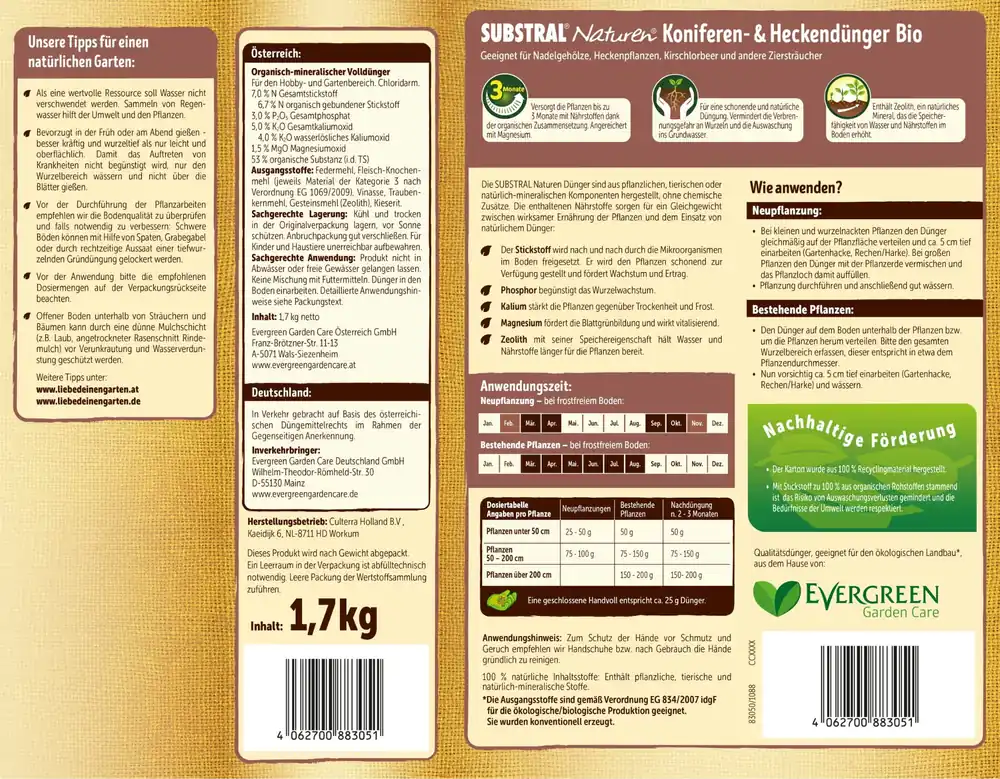 SUBSTRAL® Naturen® Coniferen- & Hagenmeststof, 1,20 kg - Nog enkele stuks