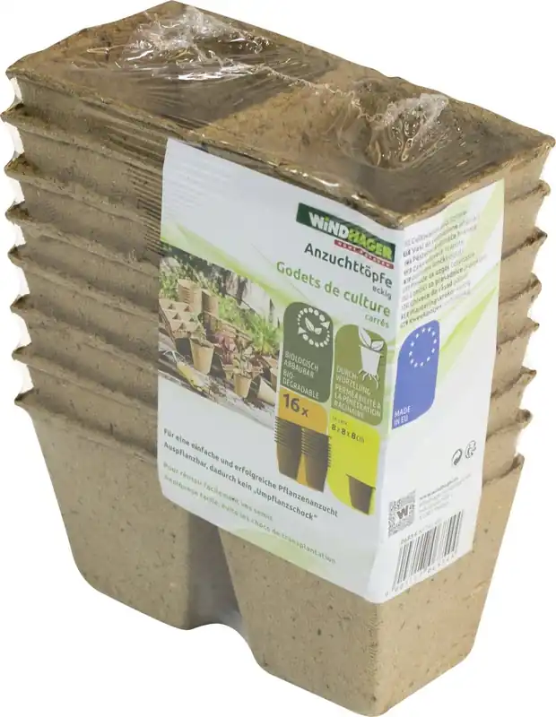 Windhager Vierkante Kweekbakjes, 8 cm, 16 stuks - Scherp geprijsd