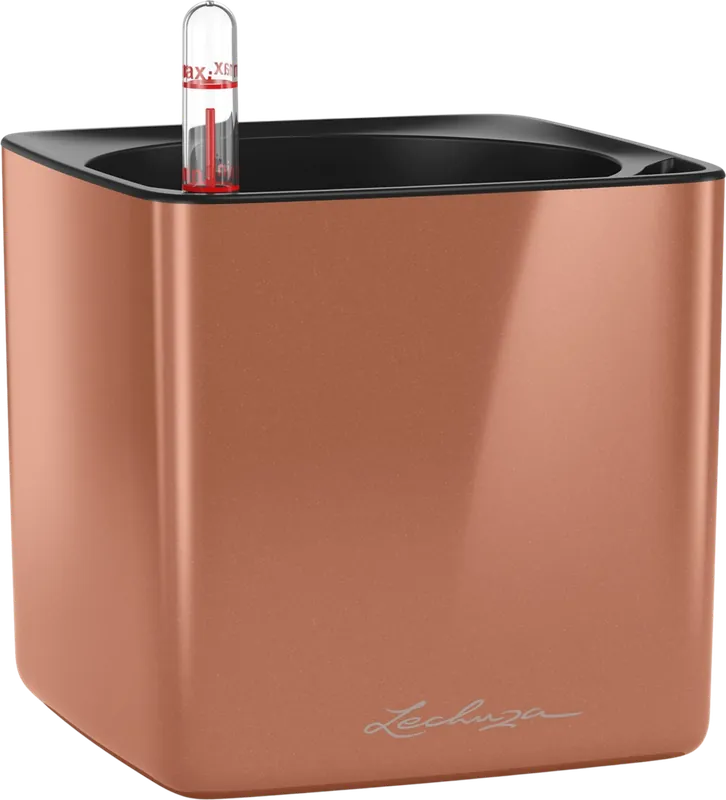 Lechuza Bloempot CUBE Premium 14, Spicy copper highgloss - Snelle levering