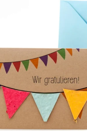 Veel voordeel | Die Stadtgärtner Bloeiende Wenskaart "Wir gratulieren Wimpel"