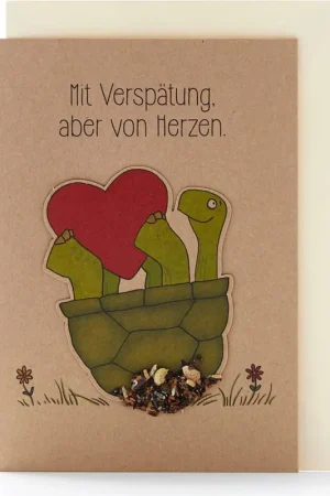Opruiming | Die Stadtgärtner Wenskaart "Mit Verspätung aber von Herzen"