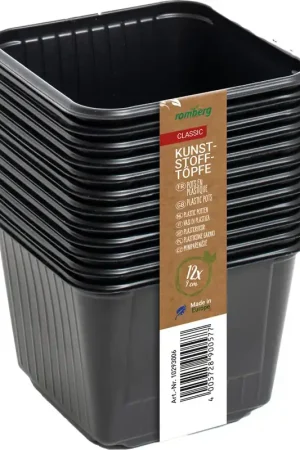Romberg 12 Vierkante Plastic Bakjes 9 cm, Zwart | Korting