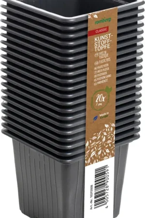 Romberg 20 Vierkante Plastic Bakjes 7 cm, Zwart - Direct van de fabrikant