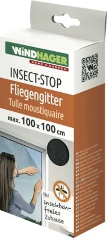 Windhager Standaard Vliegenhor voor Ramen "Antraciet", 130x150 | Bespaar nu