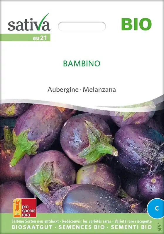 Online bestelbaar | Sativa Biologische Aubergine "Bambino"