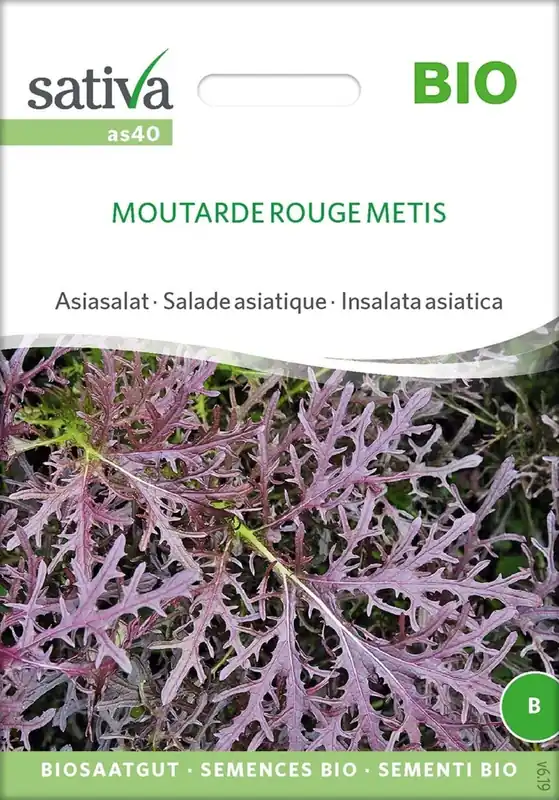 Laatste stuks - Sativa Biologische Aziatische Sla "Moutarde rouge Metis"