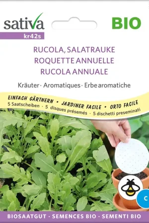 Bestel vandaag - Sativa Biologische Kruiden "Rucola, Salatrauke - Saatscheiben"