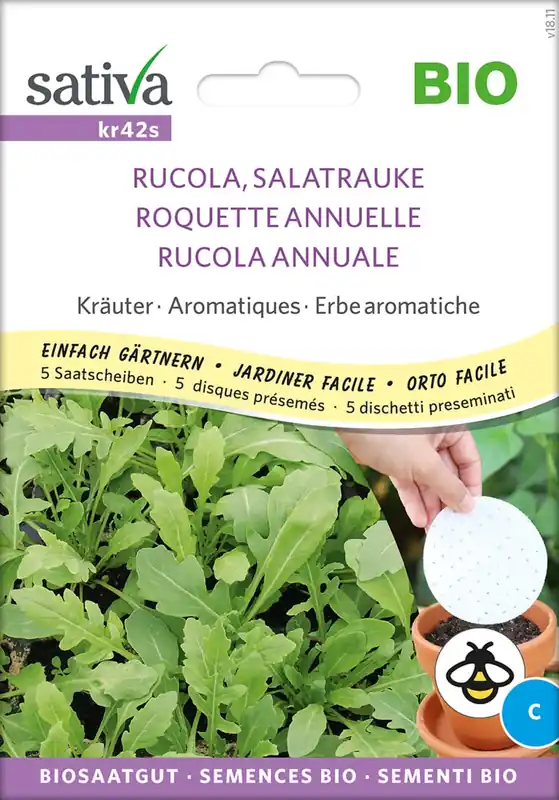 Bestel vandaag - Sativa Biologische Kruiden "Rucola, Salatrauke - Saatscheiben"
